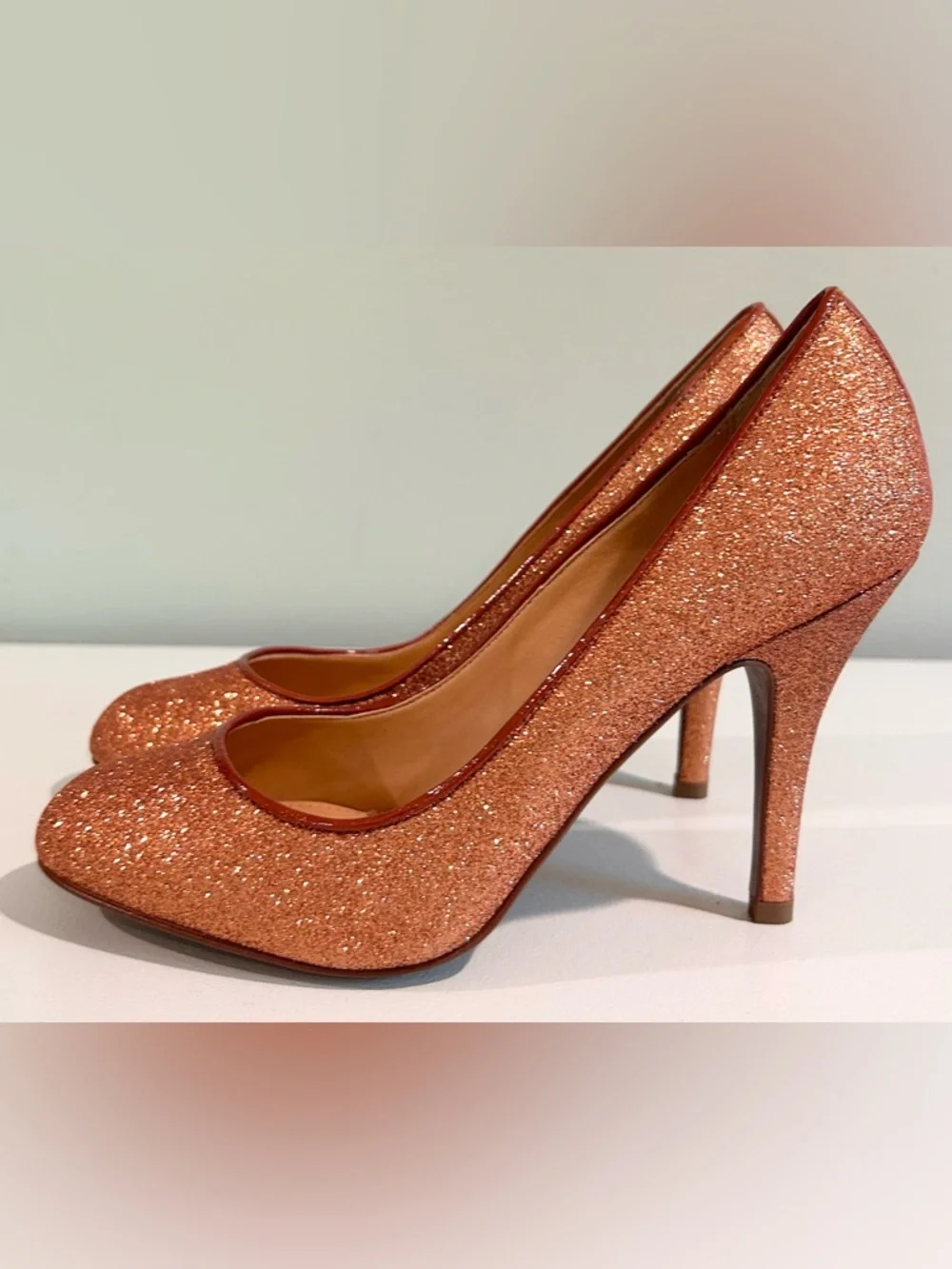 J.Crew Rose Gold Glitter Pumps Heels Size 6 Wedding Party Shoes